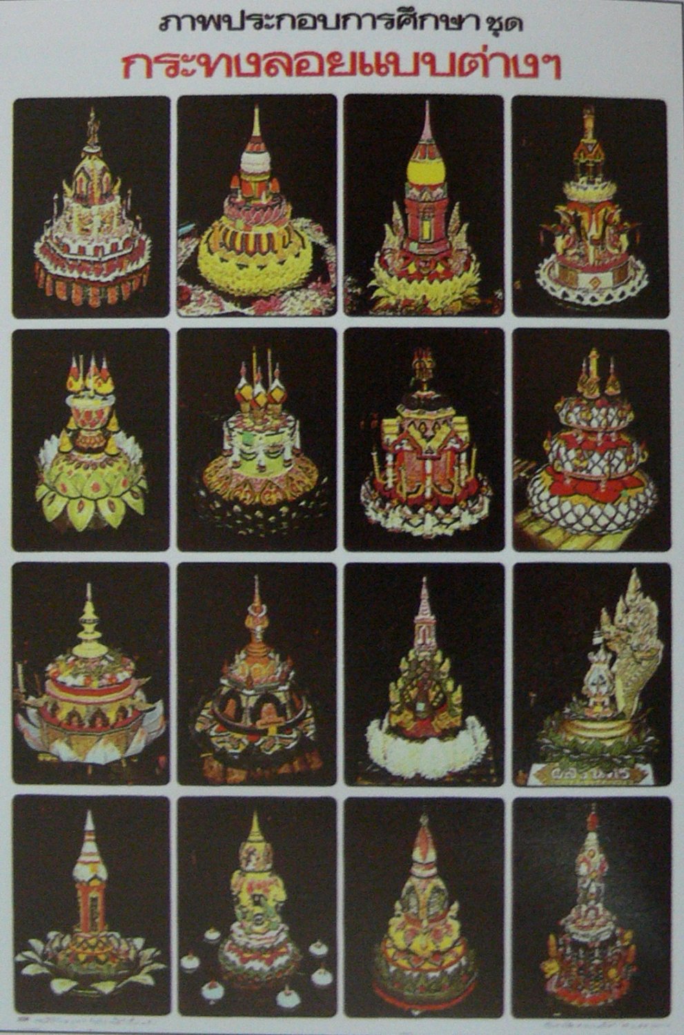 Thai Traditional Floating Basket Poster Education Collection Loy Kratong Gift