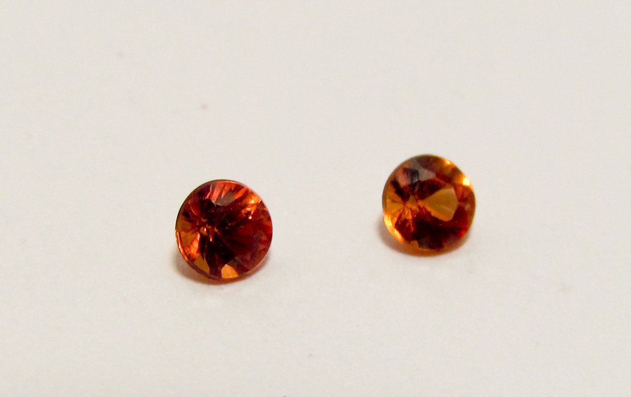 Songea Orange Sapphires 3mm Round Matching Pair Gemstones