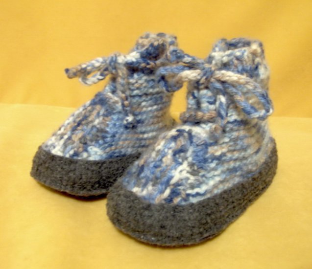 Baby Boots Knit HAND MADE UNIQUE - Boy, Blue, 12 - 24 m - for Todlers