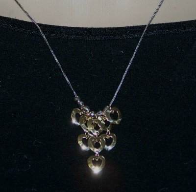 Stunning 2 Tone 14k Italian Gold Heart Necklace w. SLIDE