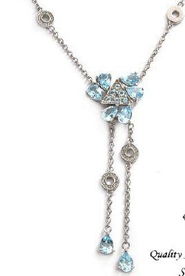 STUNNING Necklace With 8.08ctw Genuine Topazes Made of Solid 925 Sterling silver