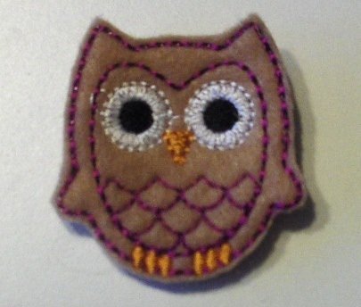 Tan owl felt clippie set