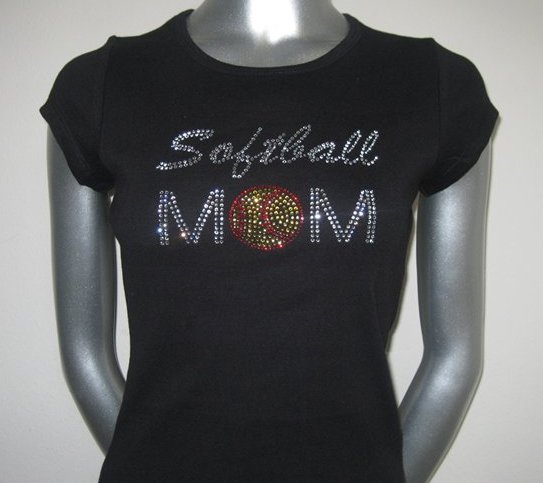 Softball Mom Rhinestone Tshirt