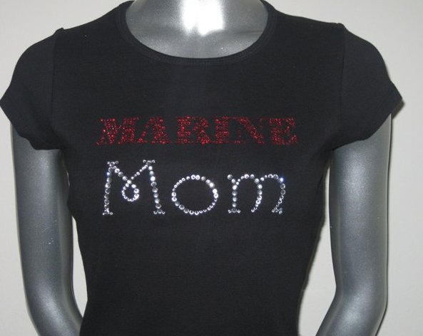 Marine Mom Rhinestone Tshirt