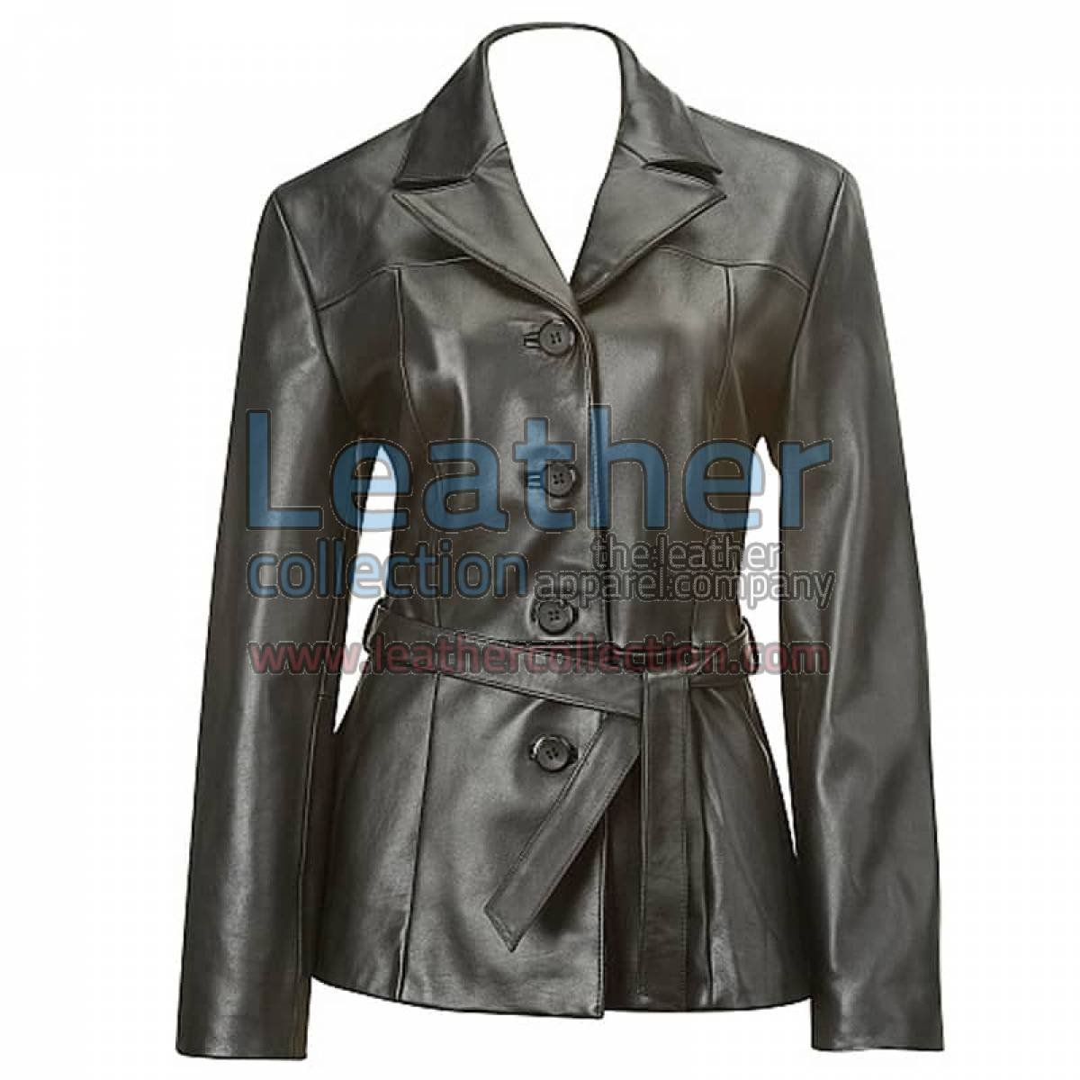 Belted Baby Doll Leather Coat