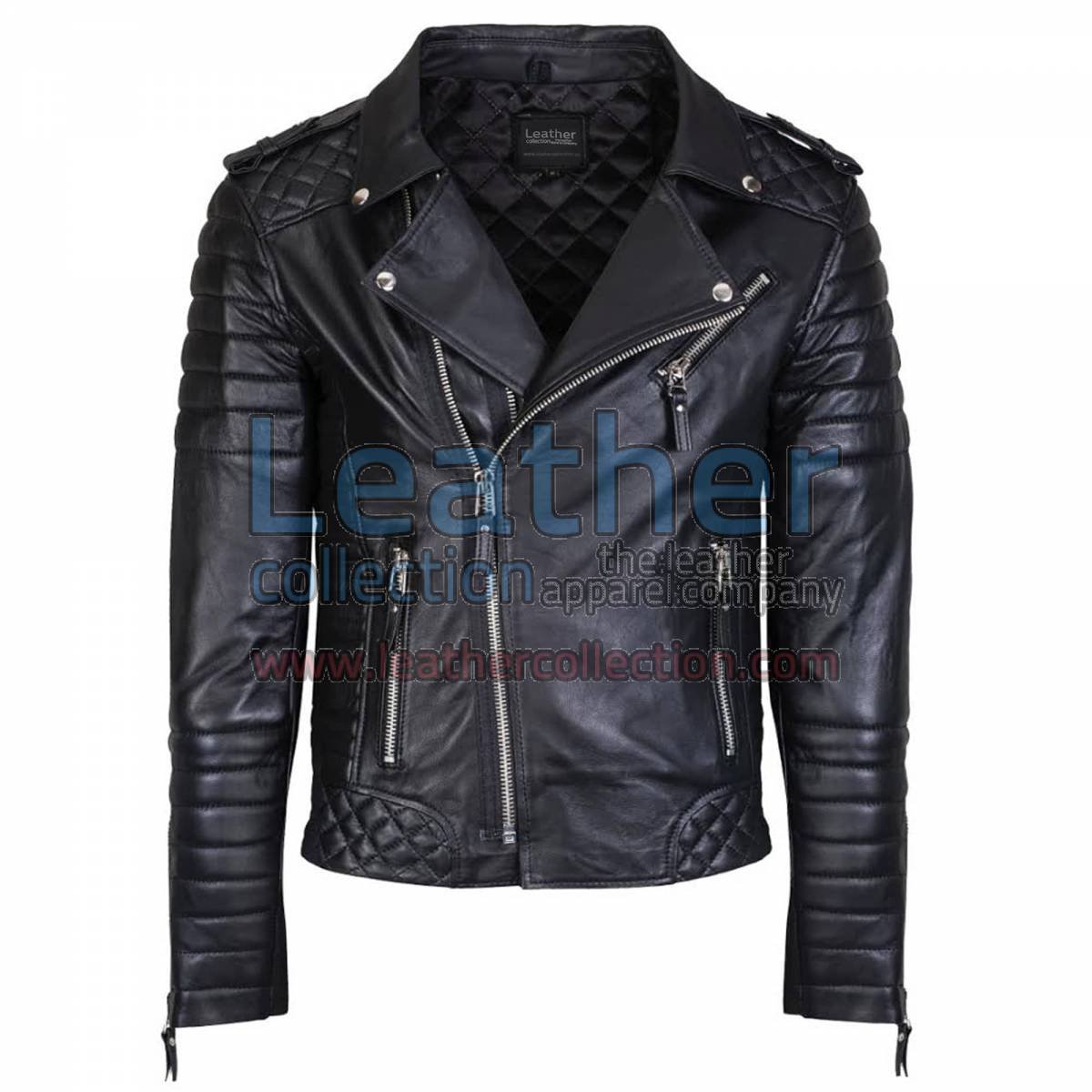 Biker Men Black Quilted Leather Jacket