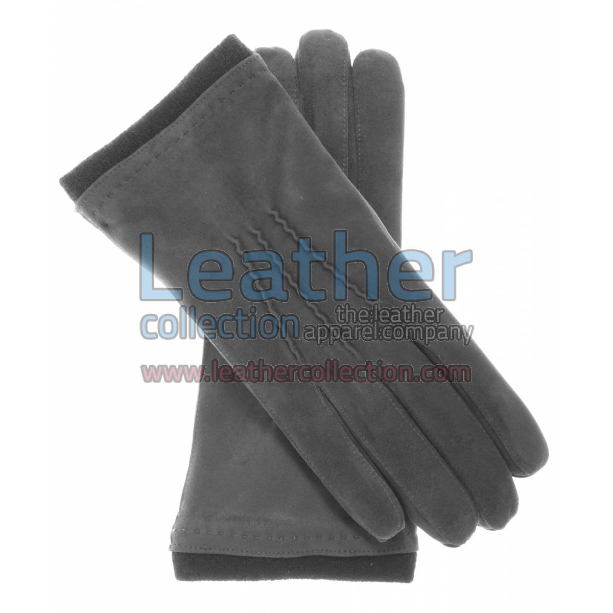 Cashmere Wool Lined Grey Suede Gloves