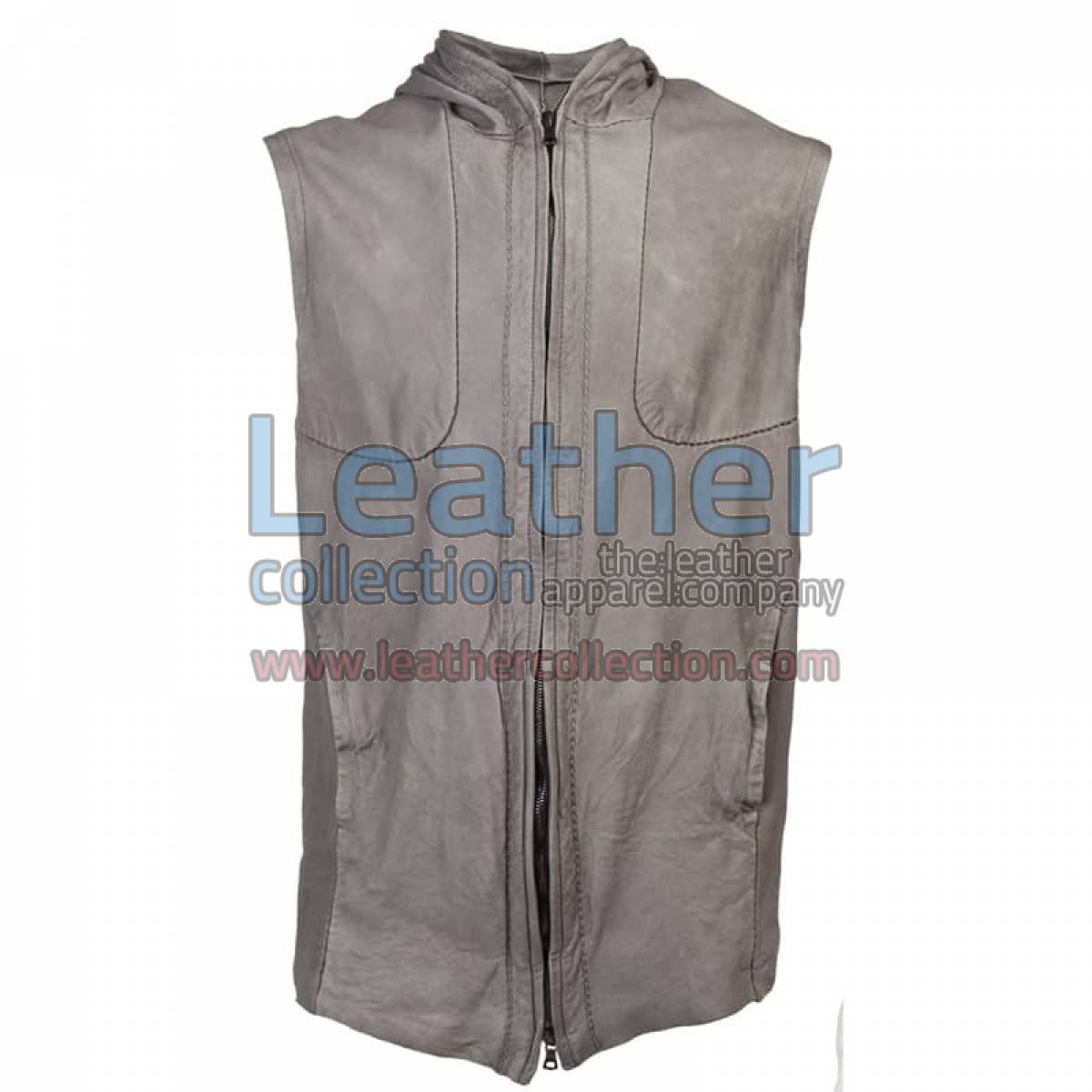 Fashion Hooded Leather Vest