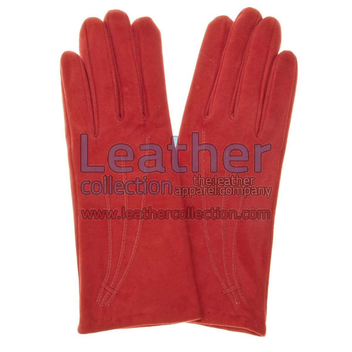 Ladies Red Suede Gloves with Casmhere Lining