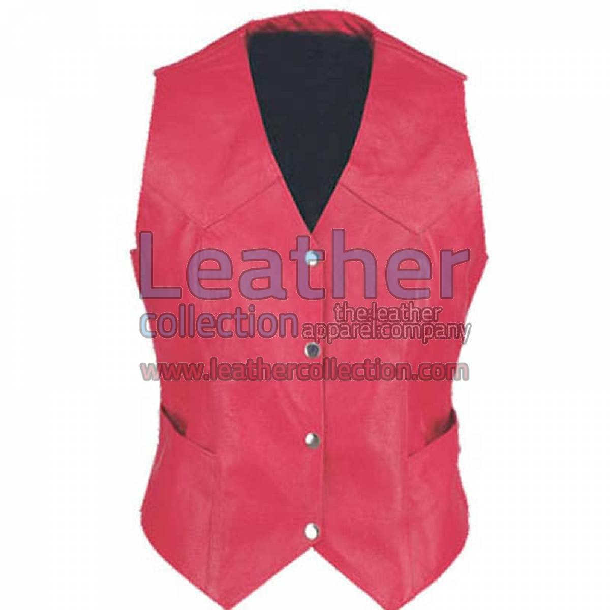Ladies Vintage Red Fashion Leather Vest