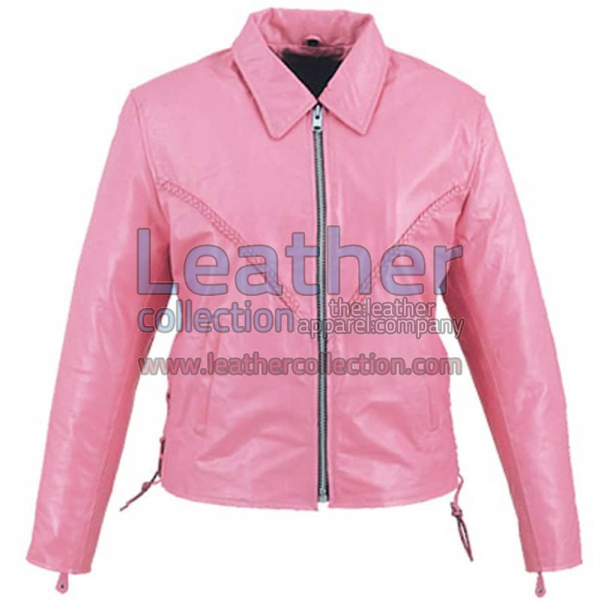 Leather Braided Pink Ladies Jacket