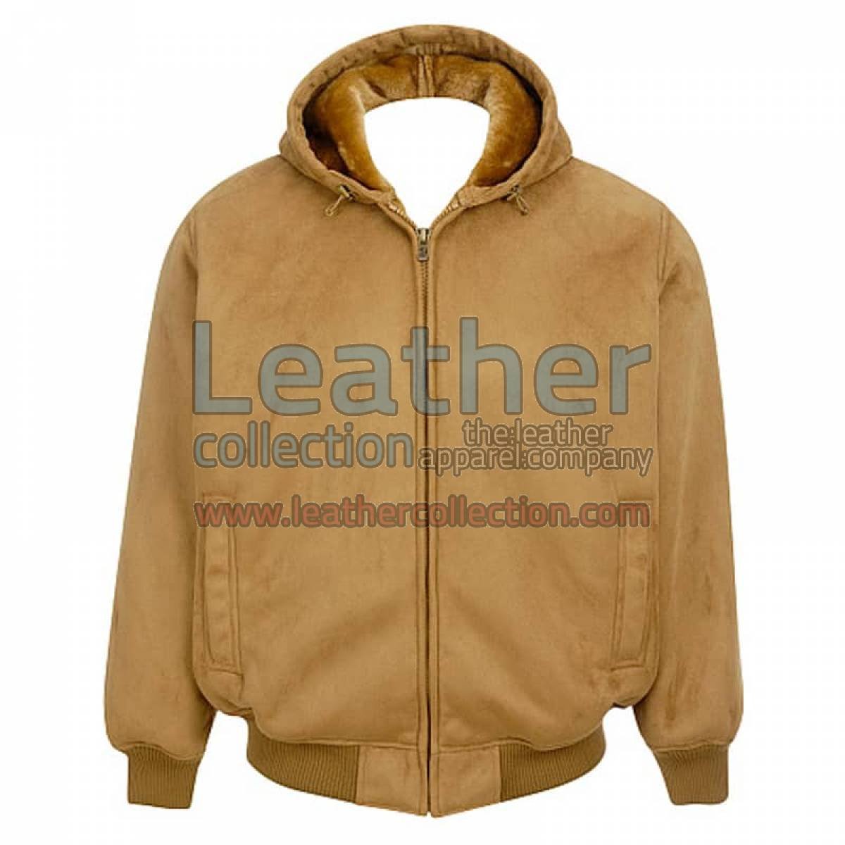 Leather Shearling Hooded Bomber