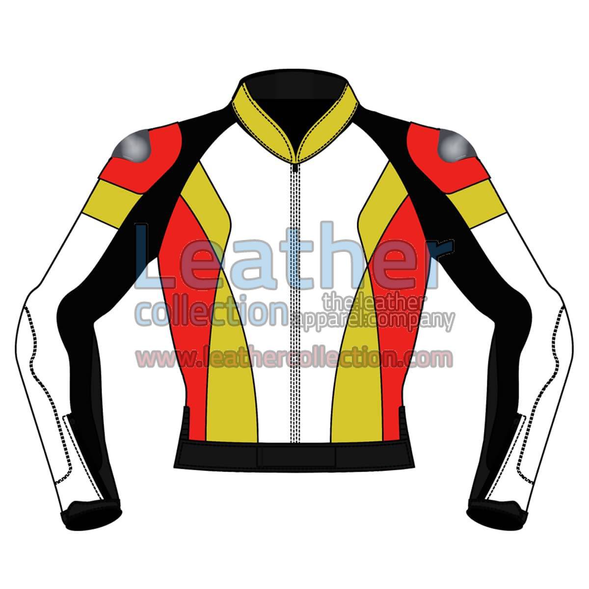Quad Color Motorbike Leather Jacket For Men