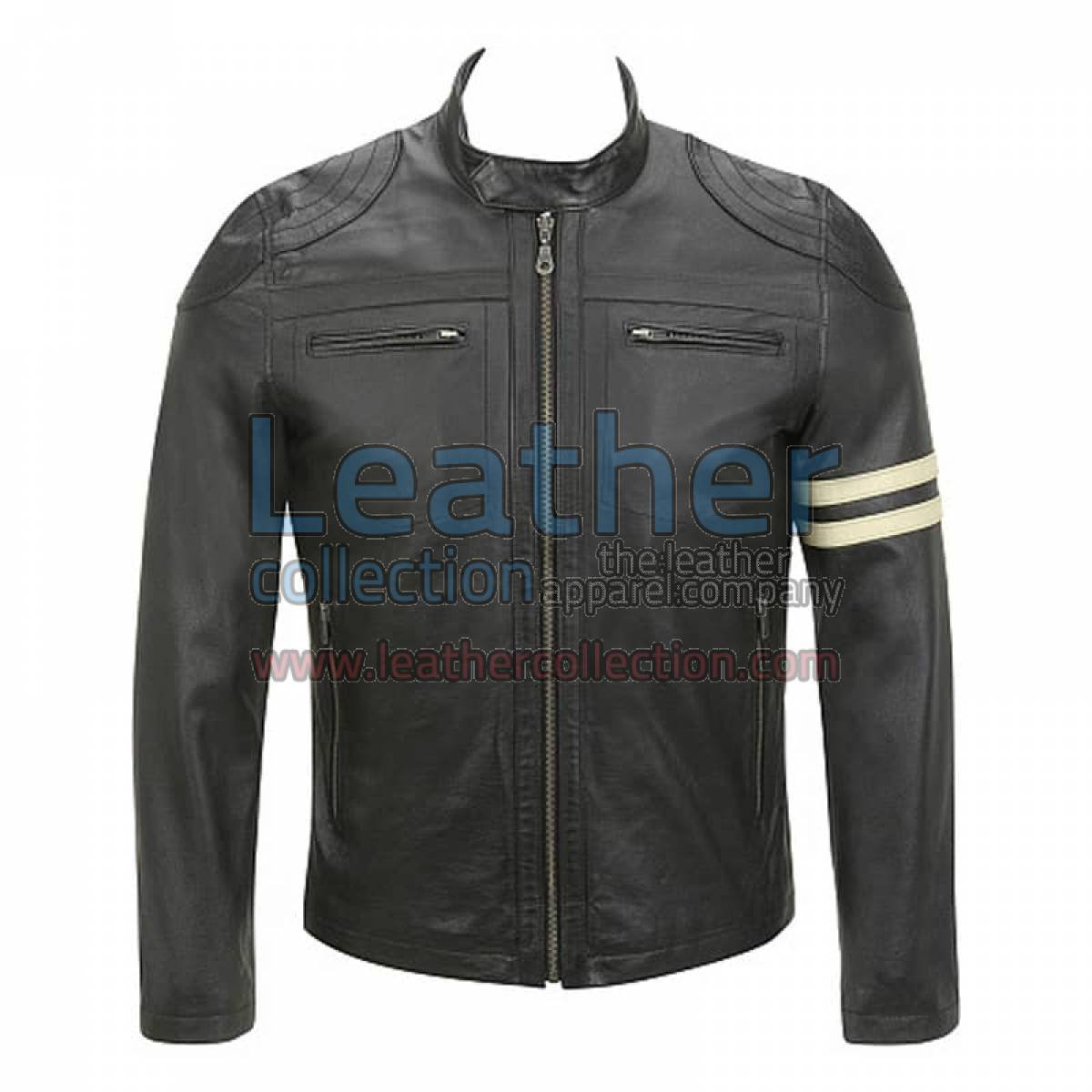 Semi Moto Stripes Leather Jacket