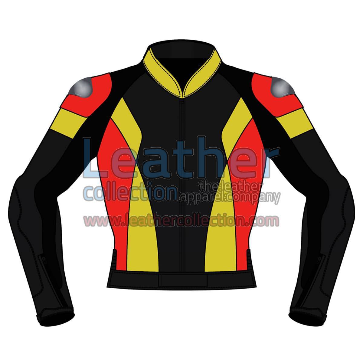 Tri Color Motorbike Leather Jacket For Men