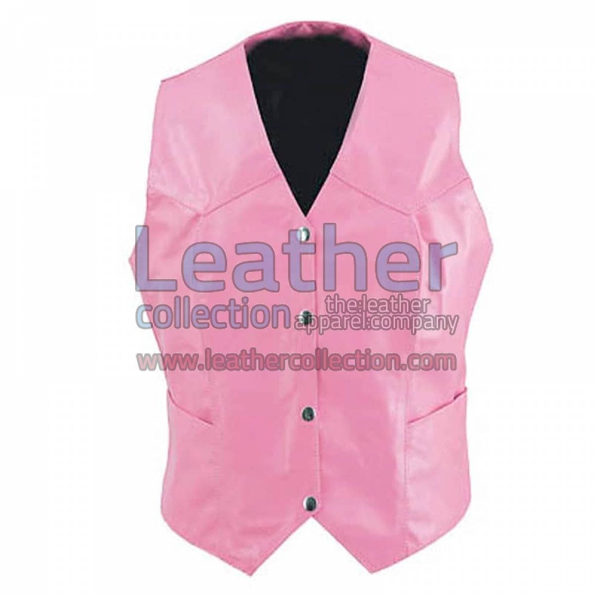 Women Vintage Pink Fashion Leather Vest