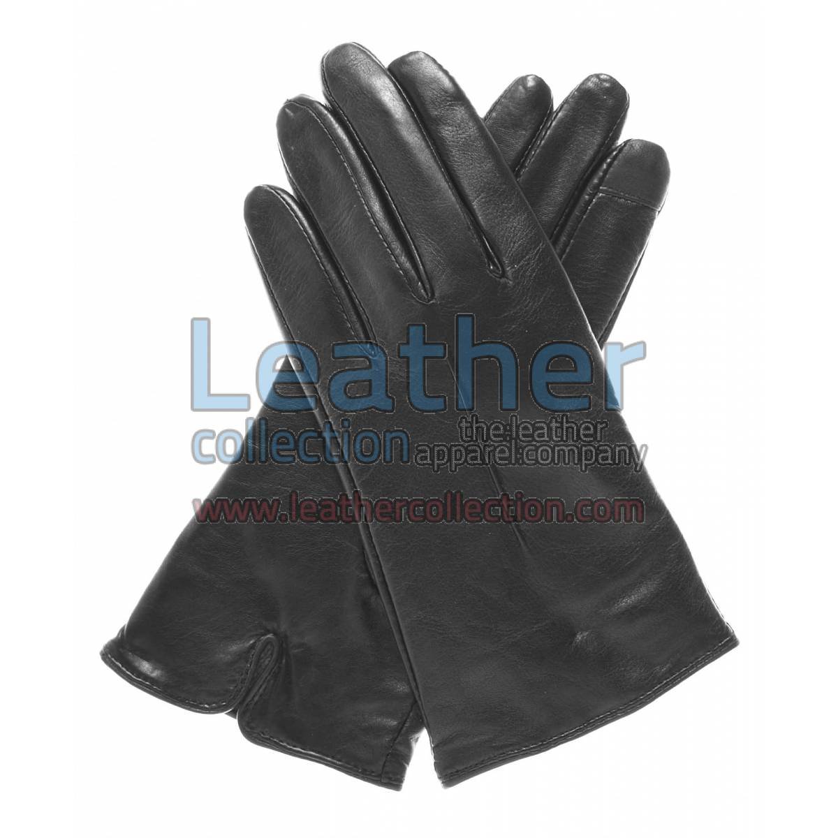 Wool Lined Ladies Black Leather Gloves