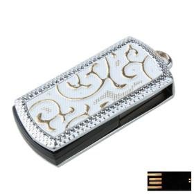 Generous Rounded Rectagle with Flower Jewelry USB Flash Drive(8GB)
