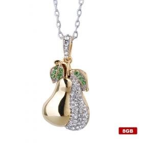 Plated Crystal Stainless Steel USB2.0 Flash Drive Necklace (8GB)