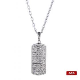 Stainless Steel Crystal USB2.0 Flash drive Necklace (8GB)