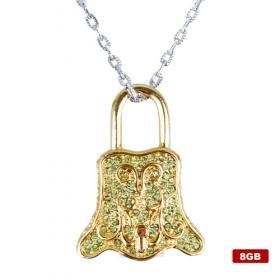 Plated Bell-shaped Stainless Steel USB2.0 Flash Drive Necklace (8GB)
