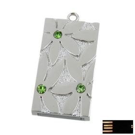 Steering Silver Square with Flower Pattern Jewelry USB Flash Drive(8GB)