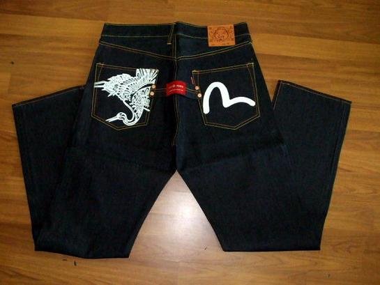 Evisu Jean with logo and crane