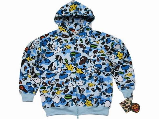 BAPE hoodie: blue camo with illustrations