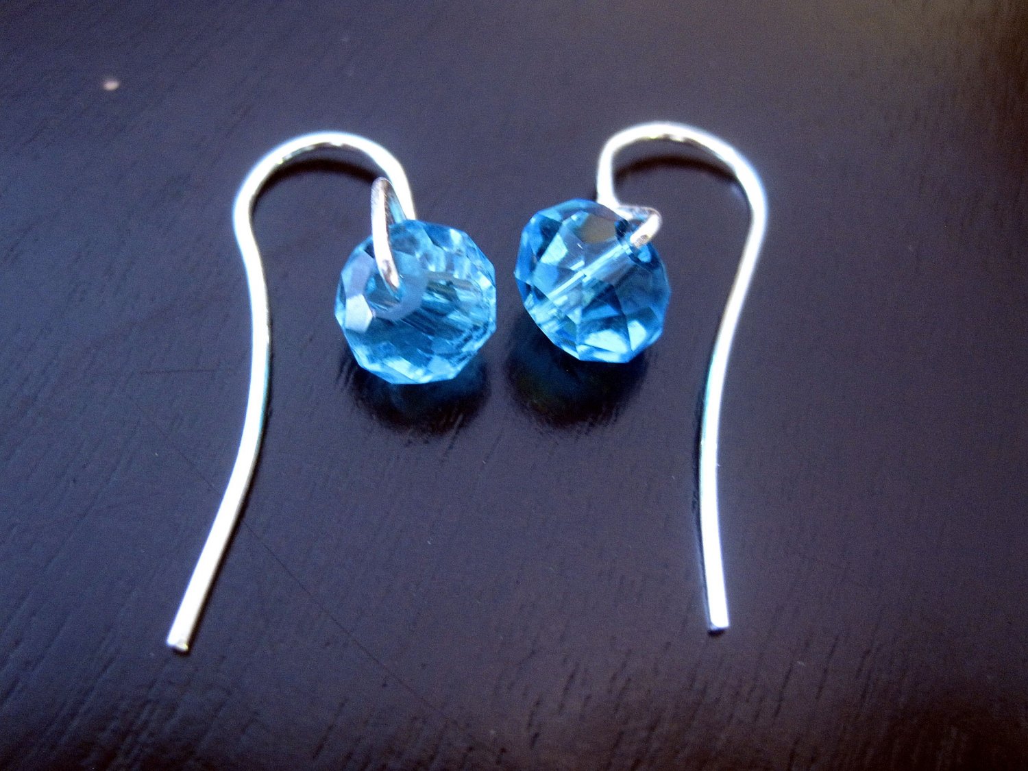 Blue Swarovski Earrings on French Ear Hooks