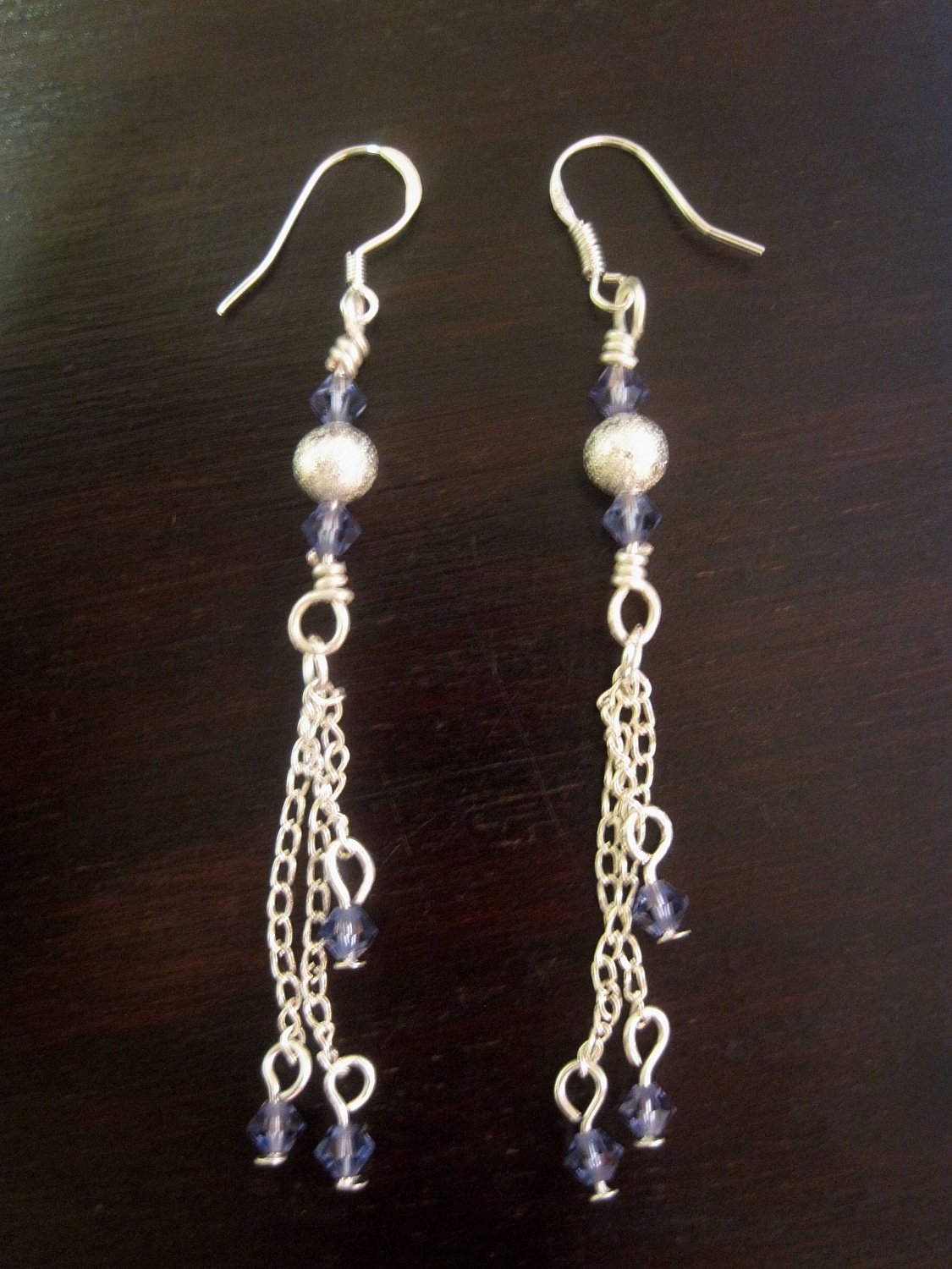 Sterling Silver Earring with purple swarovski crystals