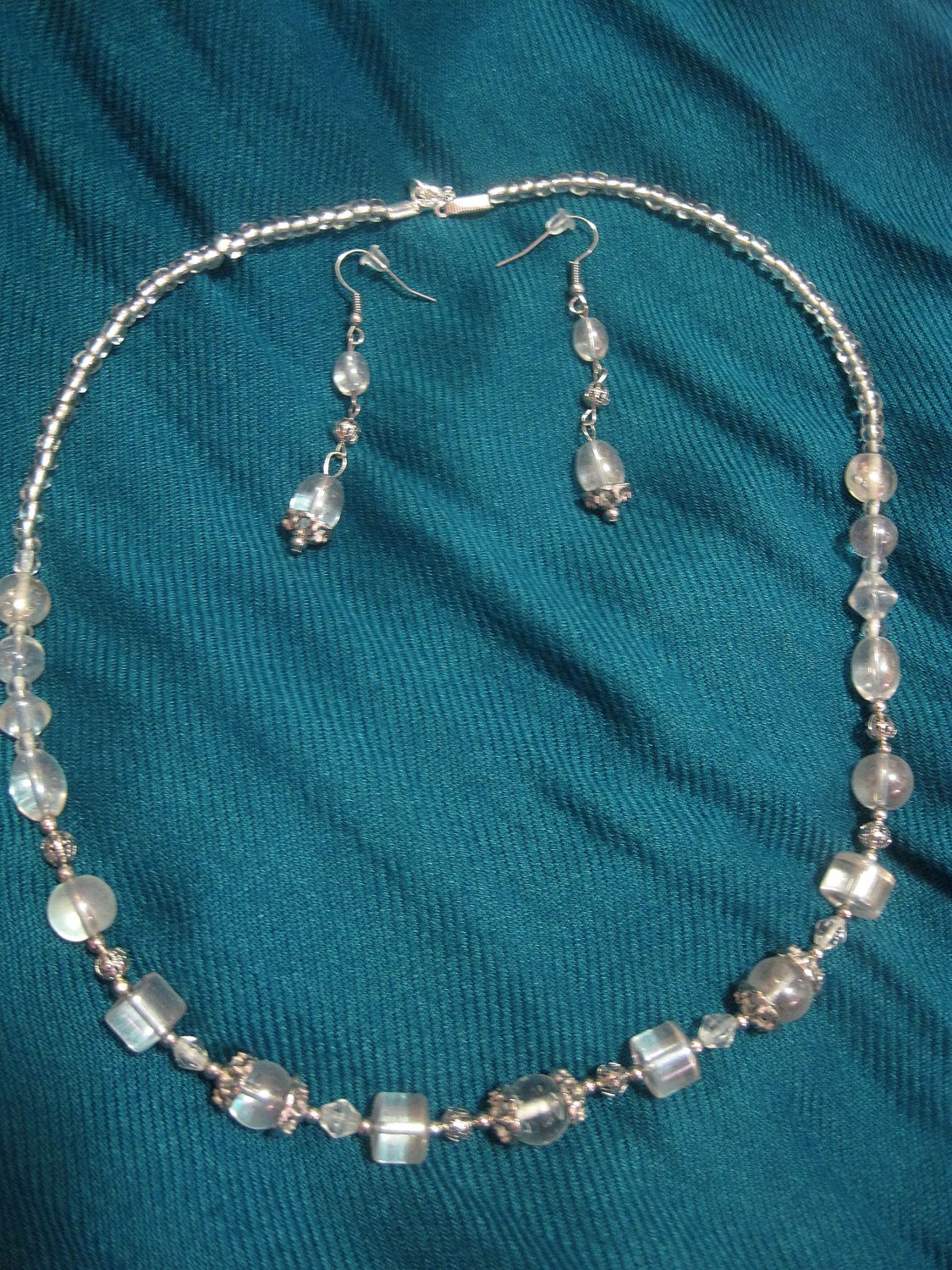 Necklace/Earring Set with Clear Glass Beads