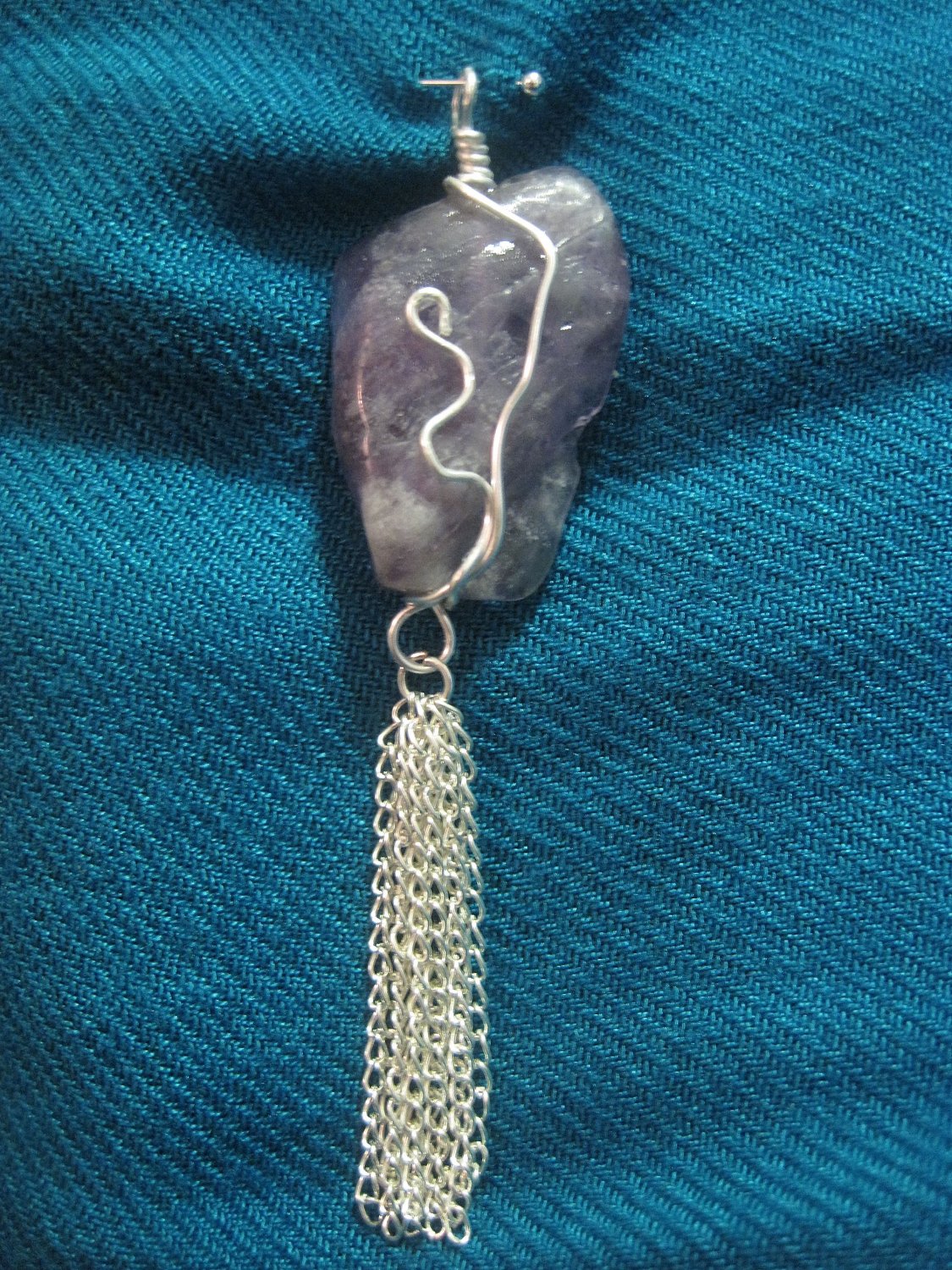 Wire Wrapped Amethyst Pendant with Chain
