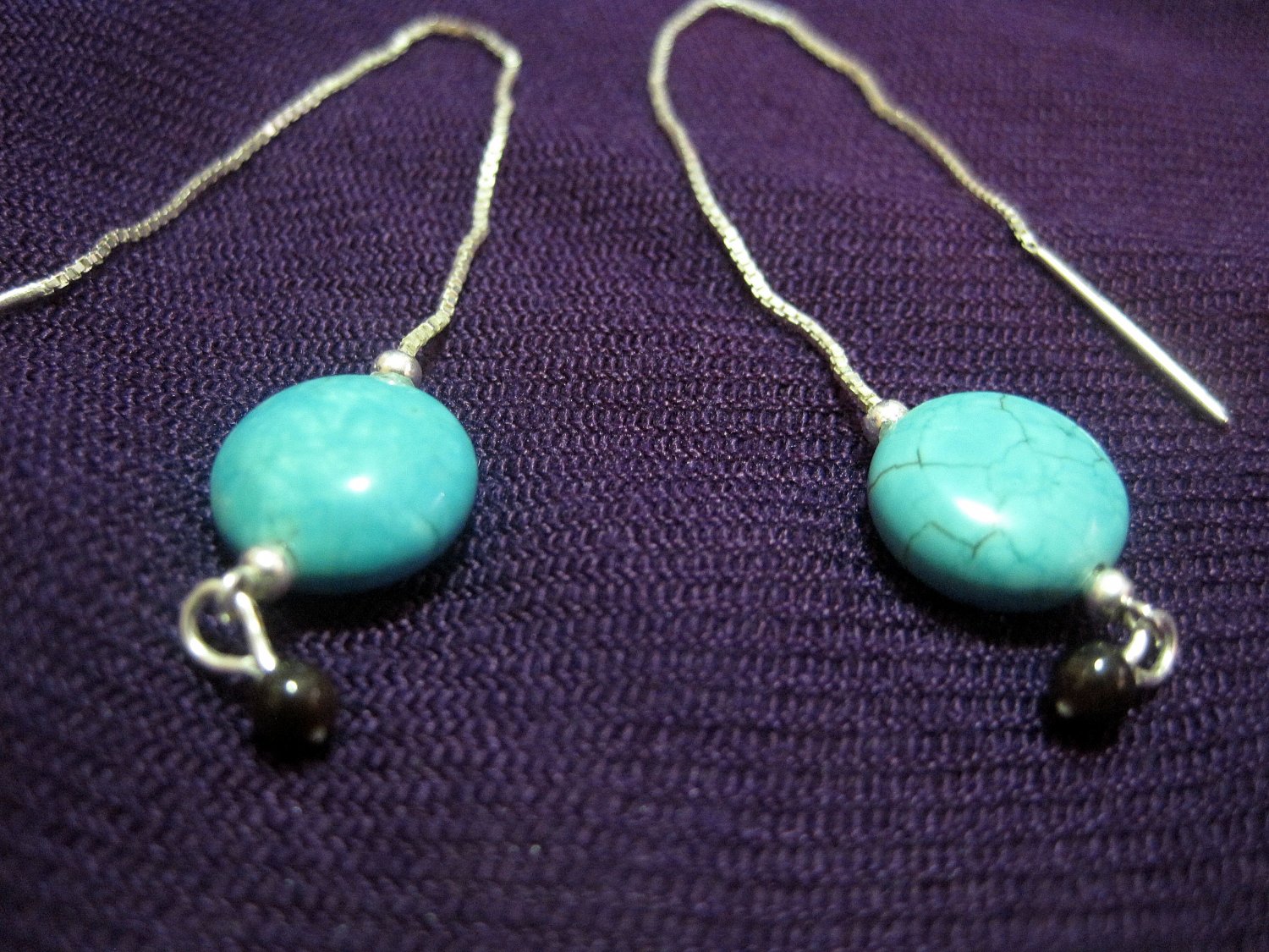 Turquoise and Garnet Ear Threaders