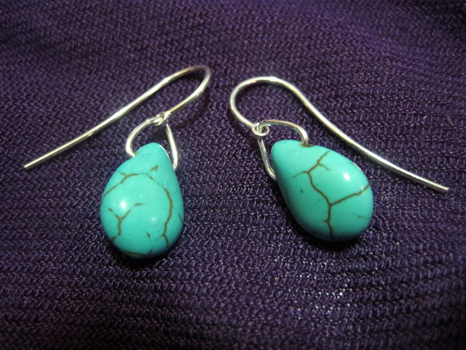 Turquoise Drops on French Ear Hooks