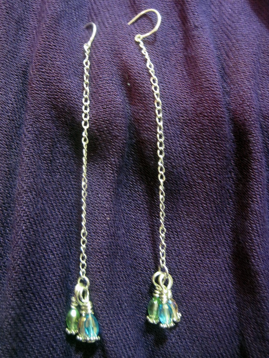 Three Swarovski Crystals on Chain, and French Ear Hook
