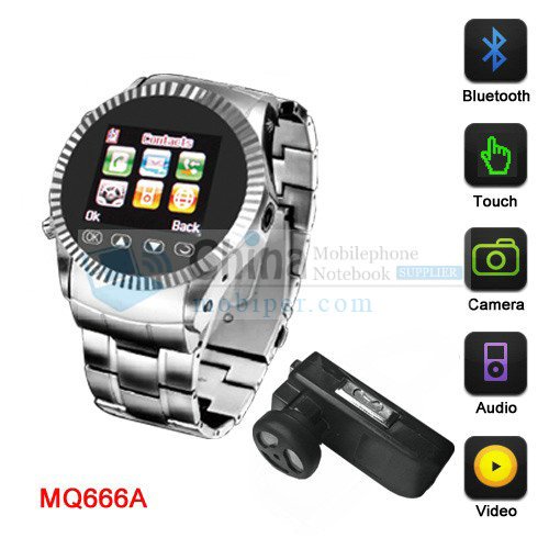 MQ666 Watch Phone Cool Blutooth Touch Screen Camera Stainless Steel