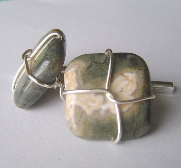 ocean jasper wired cufflinks