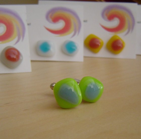 Fused glass stud cufflinks