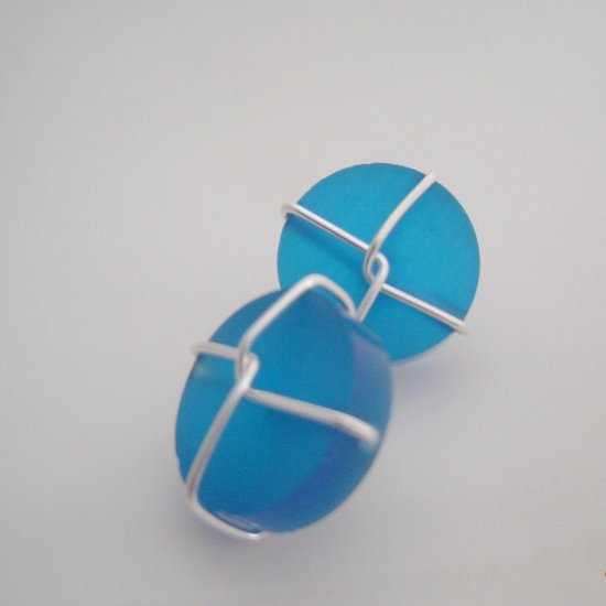 blue resin wired cufflinks