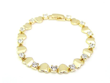 18 k Gold Heart With Zircon Bracelet