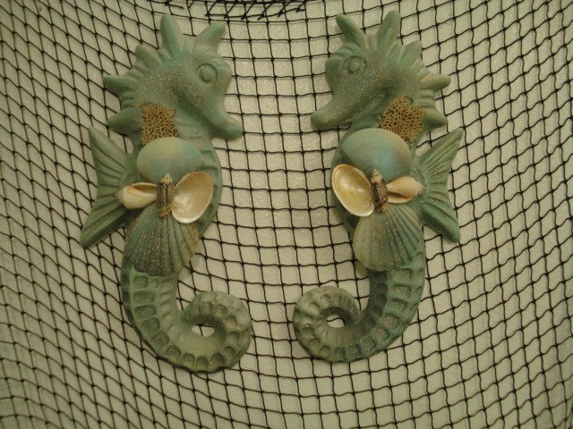 Large Seahorse Wall Plaques (subtle sea green) Set of Two