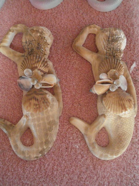 Mermaid Set Wall Plaques Tan/Sand color