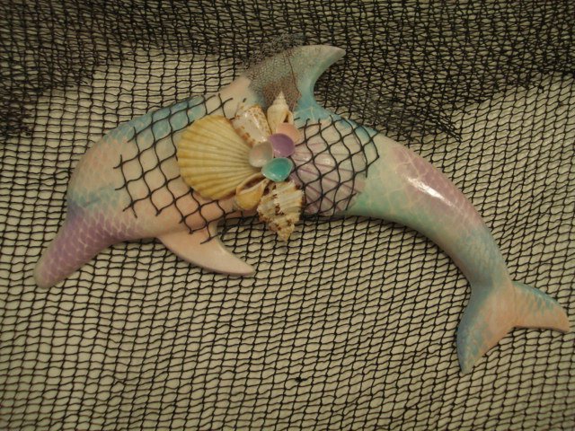 Dolphin Wall Plaque Multi Color Pastels