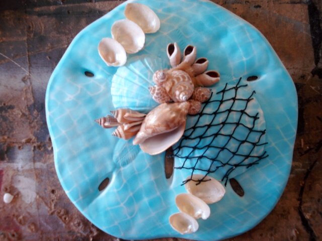 Sand Dollar Wall Plaque Aqua Blue