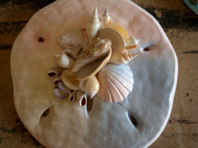 Sand Dollar Plaque Multi Color Yellow/Blue