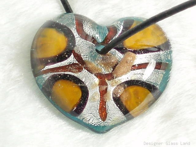 P248 MURANO LAMPWORK GLASS HEART PENDANT NECKLACE