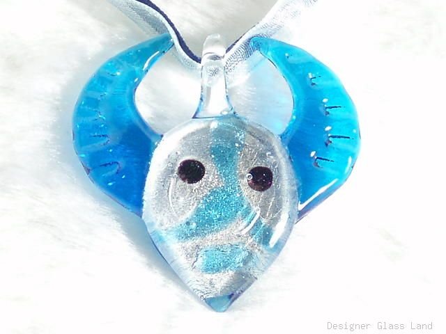 P451 MURANO LAMPWORK GLASS BUFFALO PENDANT NECKLACE, FREE SHIPPING!!!