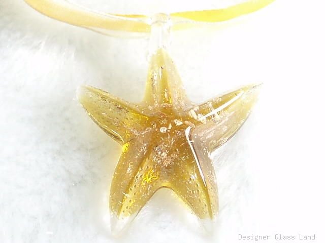 P456 MURANO LAMPWORK GLASS TOPAZ STAR PENDANT NECKLACE, FREE SHIPPING!!!