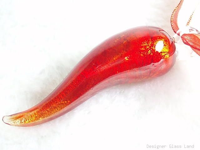 P457 MURANO LAMPWORK GLASS HOT CHILLI PENDANT NECKLACE, FREE SHIPPING!!!