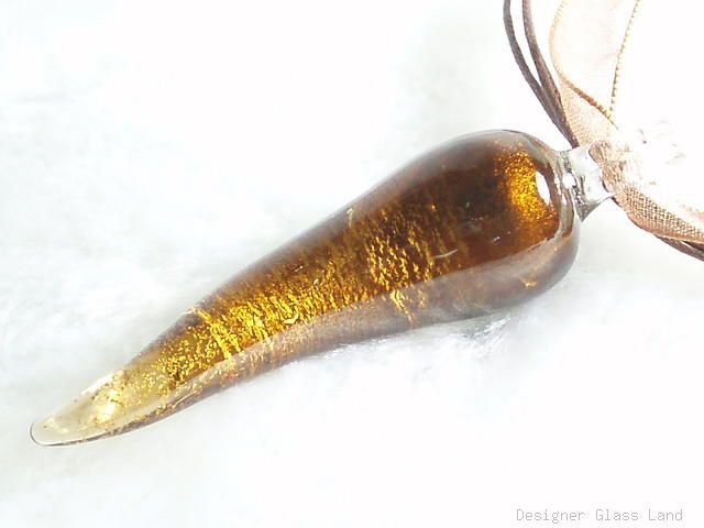 P459 LAMPWORK GLASS CHOCOLATE PEPPER PENDANT NECKLACE, FREE SHIPPING!!!
